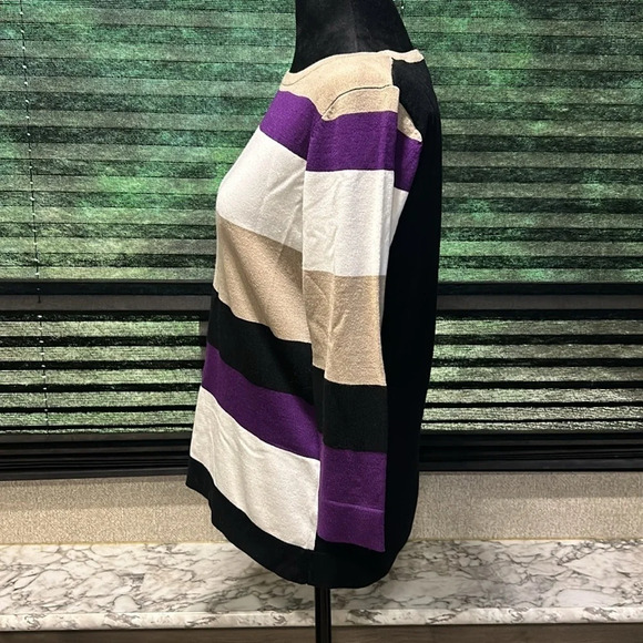 Carol Rose Women’s Colorblock 3/4 Sleeve Crewneck Sweater Petite Small - Picture 2 of 7